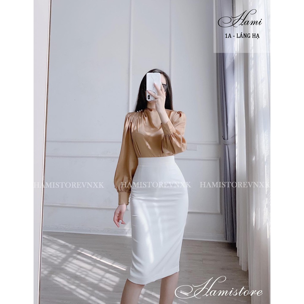 Chân váy bút chì màu trắng kết hợp set sơ mi siêu xinh CV200 Hamistore | BigBuy360 - bigbuy360.vn