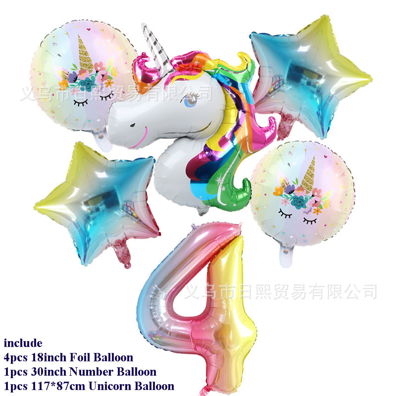 Set 6 Bong Bóng Hình Kỳ Lân 32inch Dùng Để Trang Trí Tiệc Sinh Nhật