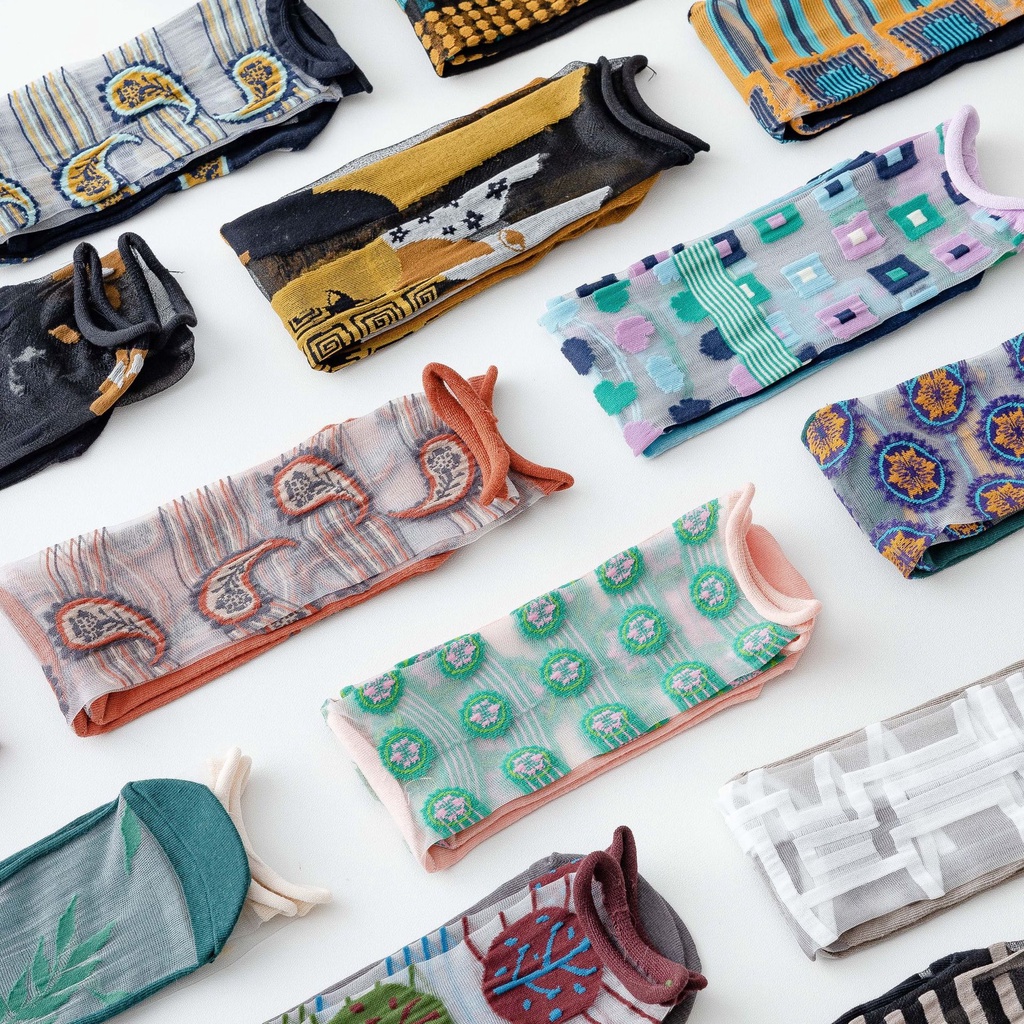 Vớ WAFNHA D482 cotton mỏng xuyên thấu thoáng khí phong cách Pháp thời trang xinh xắn dành cho nữ