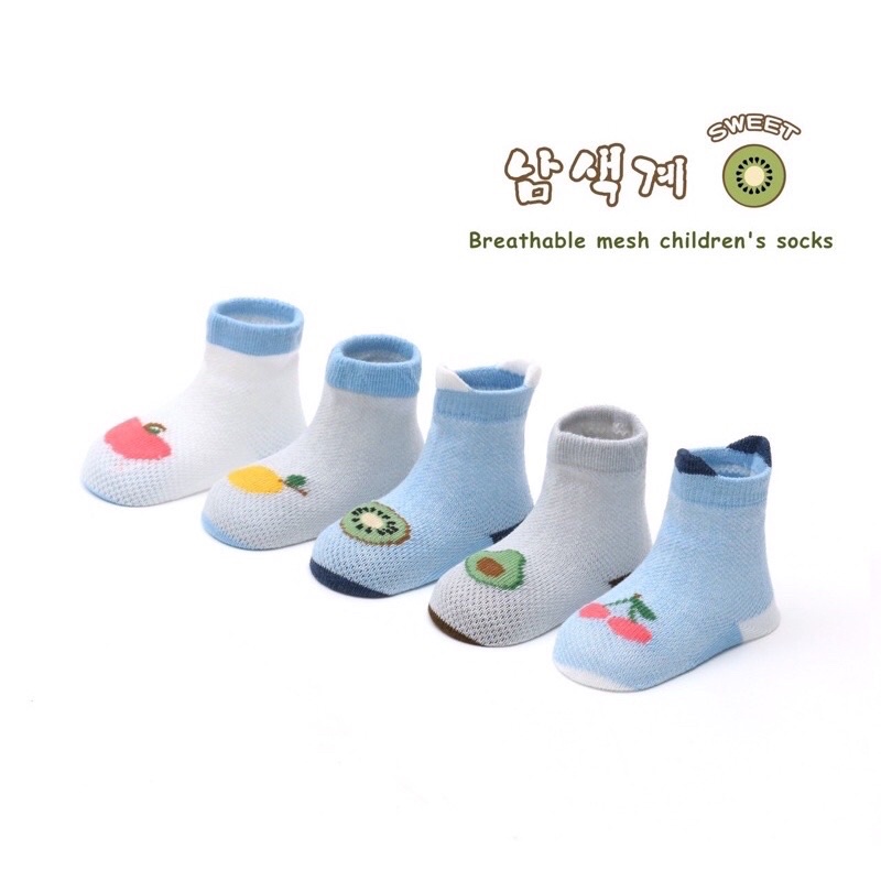 Sét 5 đôi tất lưới hoa quả cho bé loại đẹp