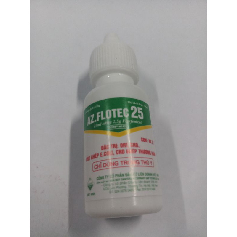 AZ Flotec 25       10ml florfenicol 25% CRD, CRD ghép E.coli, CRD g.hép thư.ơng h.àn