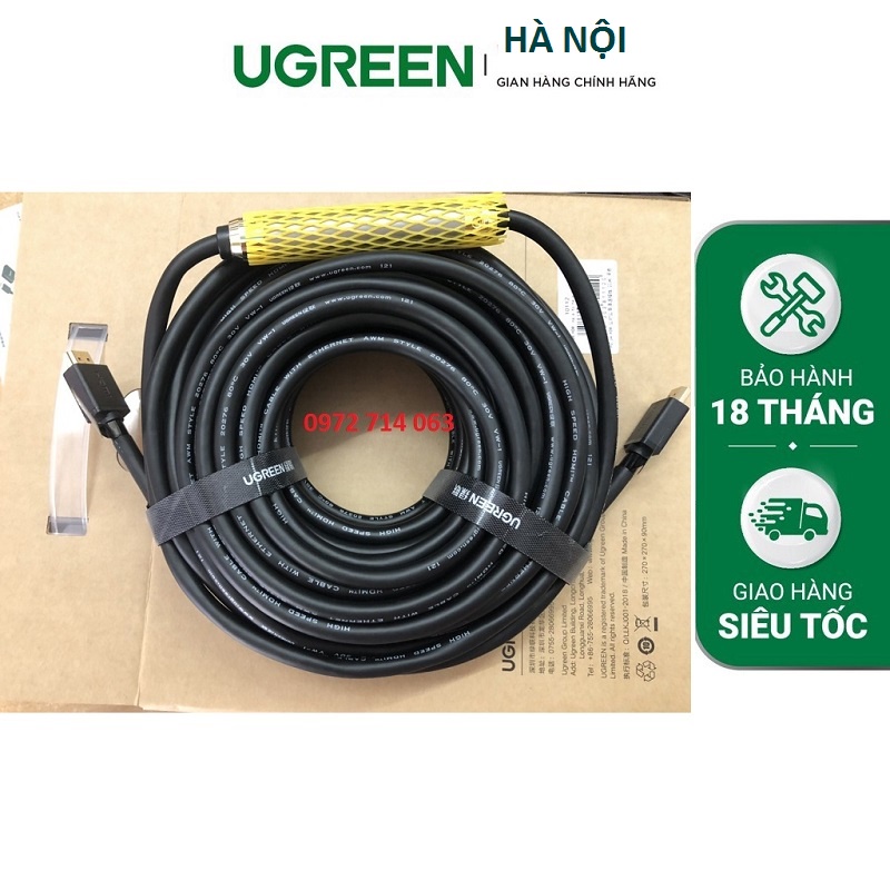 Dây cáp hdmi 20m, cable hdmi 20m Ugreen chính hãng, Bảo hành 18 Tháng 4K#30HZ cao cấp
