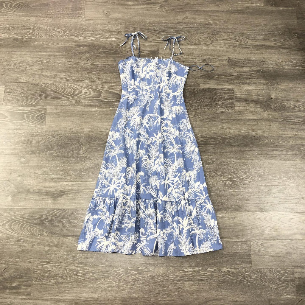 Đầm dây OLIVER BONAS xanh họa tiết lá KAMI