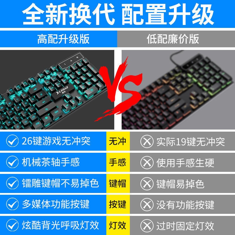 Bàn phím cơ chơi game có dây dành cho máy tính laptop