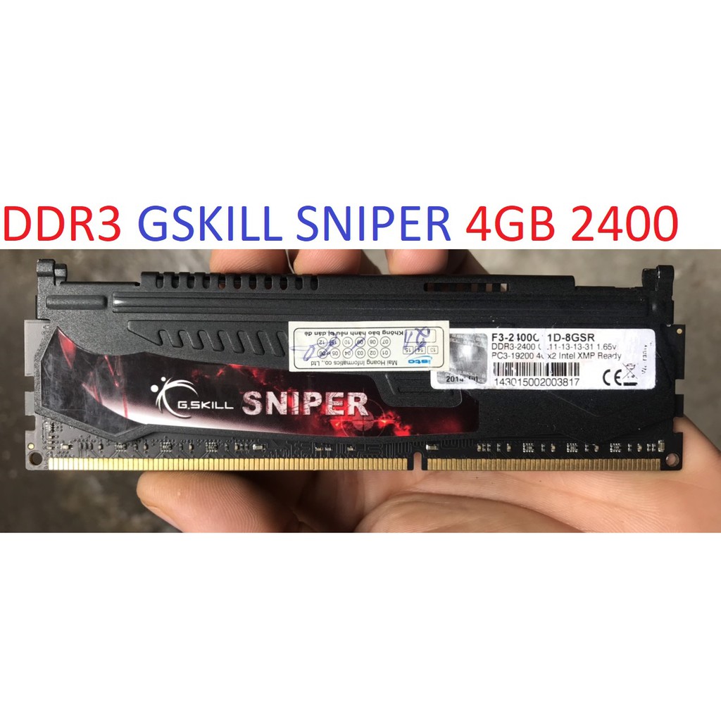 ram cho máy tính bàn ddr3 Gskill Sniper 4GB 2400 bus 19200 pc3 tản nhiệt đen decktop PC memory g.skill