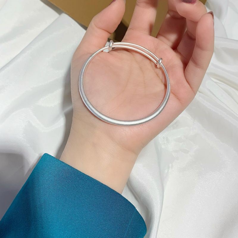 □Vòng tay nữ bạc S925 - Lắc dạng kiềng trơn đơn giản sang trọng Vườn Trang Sức VTSVT00111
