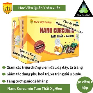 Nano Curcumin Tam thất Xạ đen Học Viện Quân Y-Dành cho người viêm loét dạ dày- tá tràng, phòng ngừa ung thư- CHÍNH HÃNG