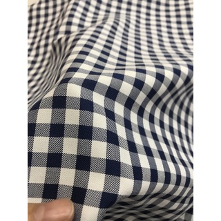 Vải Cotton sọc caro 8ly màu xanh đen mềm mặc mát (khổ 1m5)may đầm váy,áo sơ mi,đồ bộ