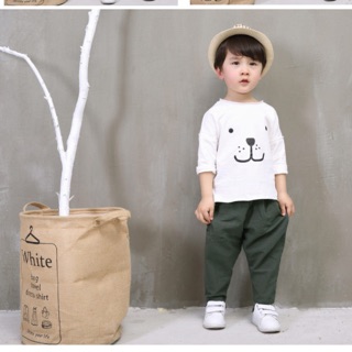 Set bộ bé trai vải thô đũi