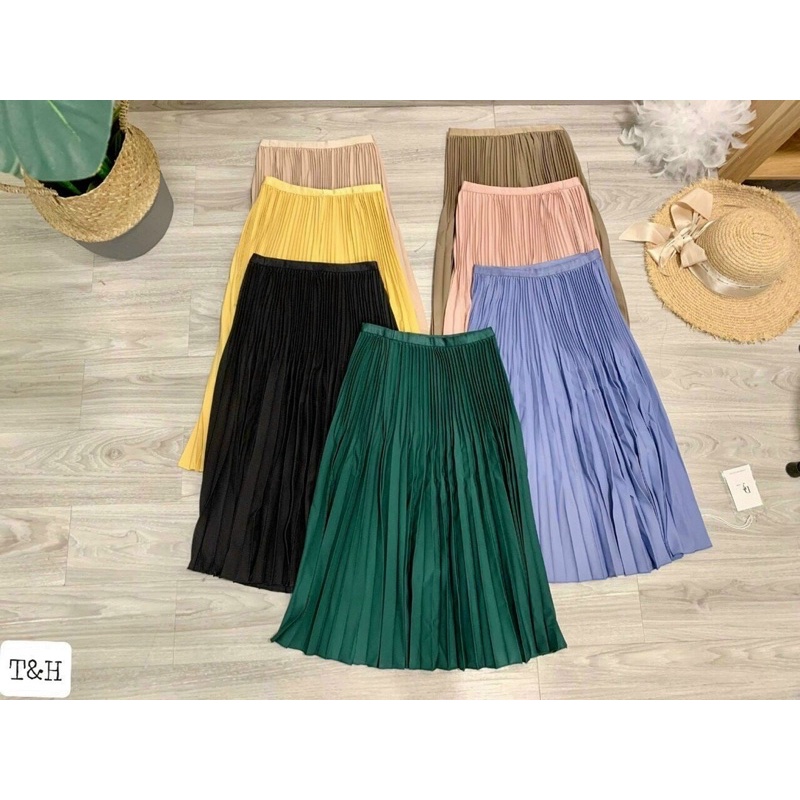 CHÂN VÁY MIDI XẾP LY CẠP CHUN KIỂU MỚI QUẢNG CHÂU MS16526