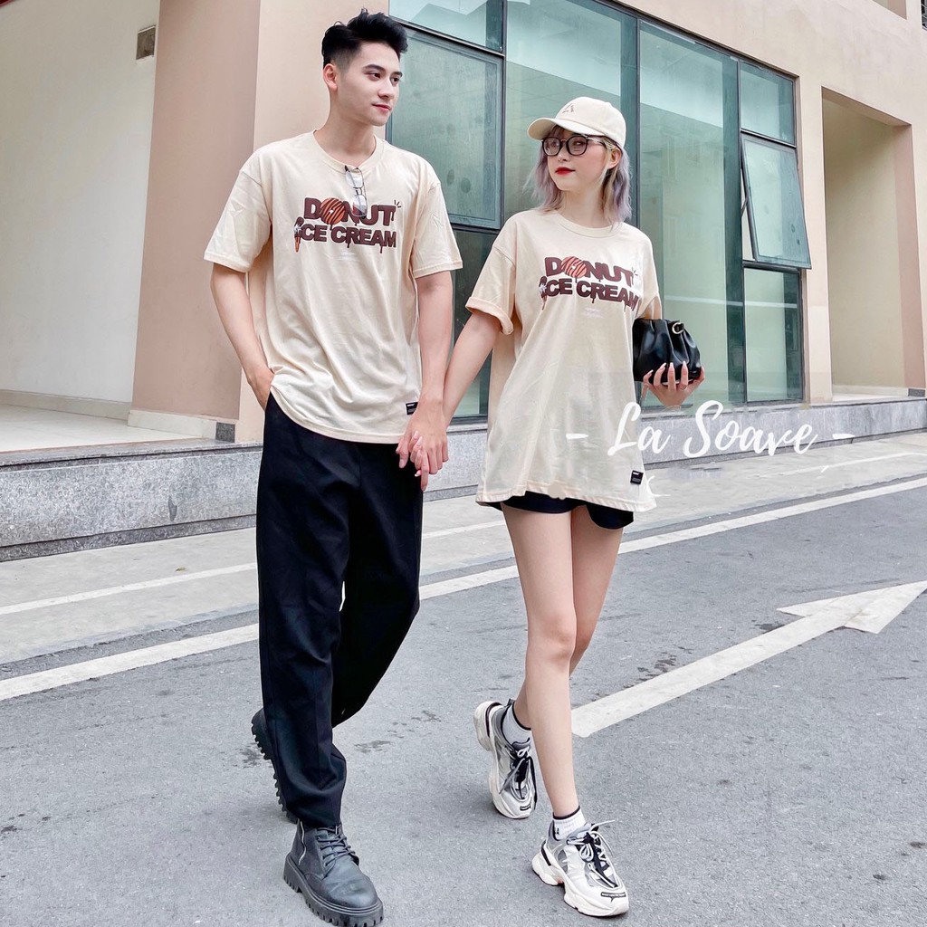 [03N] Áo thun nâu nam nữ Unisex Donut dáng Ulzzang form rộng dành cho các cặp đôi, nhóm - tình yêu nồng cháy