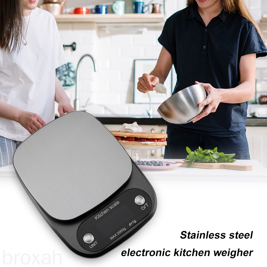 Cân điện tử màn hình LCD 3kg0.1g màu đen tiện dụng cho nhà bếp