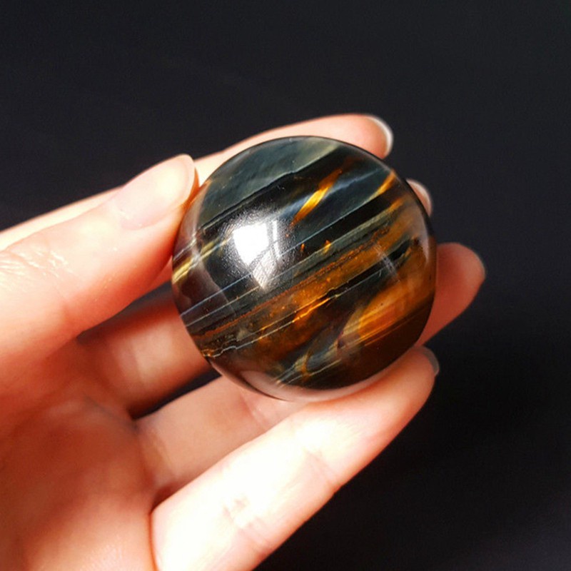 Natural Yellow Blue Tiger Eye Crystal Ball Magic Quartz Sphere With Stand Reiki Healing Fengshui