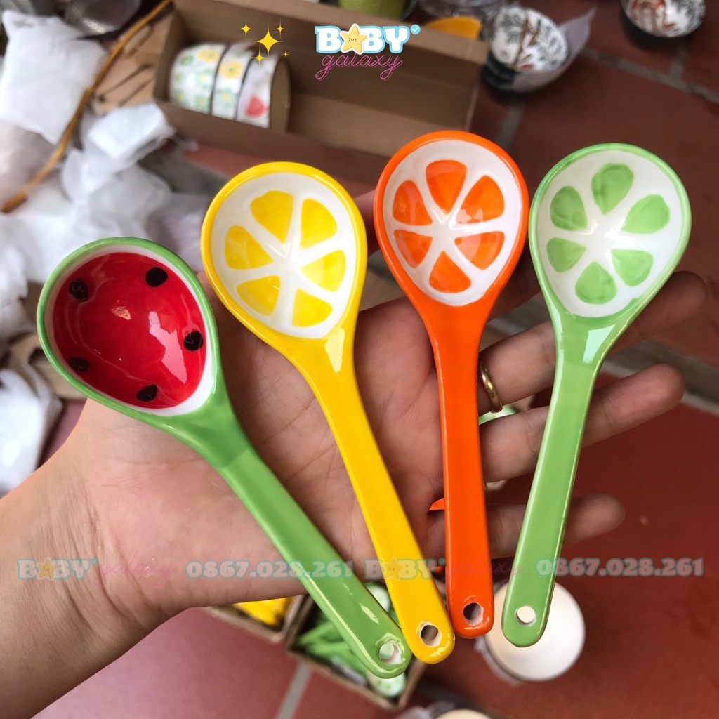 Thìa sứ, Thìa súp hoa quả dễ thương - Baby Galaxy Official