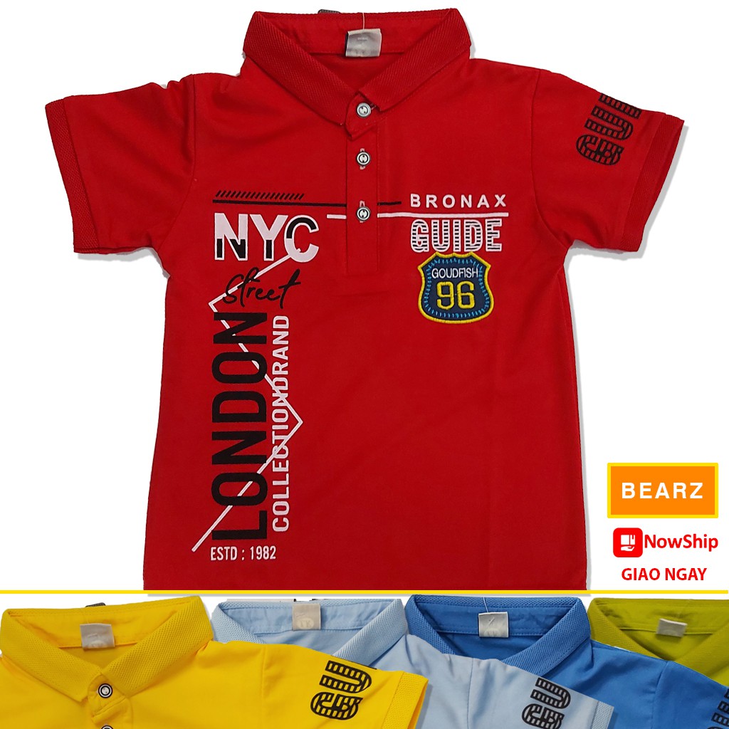 Áo Thun Bé Trai BearZ Kidswear Cổ Sơ Mi Cộc Tay Họa Tiết Bronax Co Giãn Thoải Mái