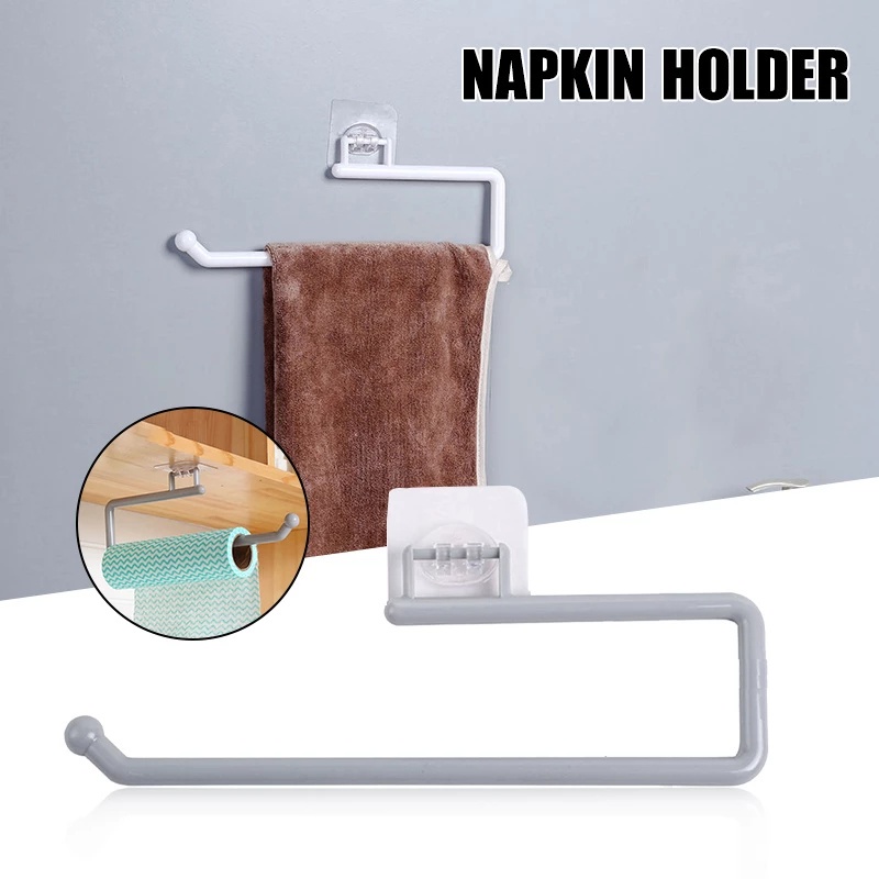 Giá Đỡ Cuộn Giấy Vệ Sinh Bằng Nhựa Tự Dính Có Thể Điều Chỉnh 1 Cái