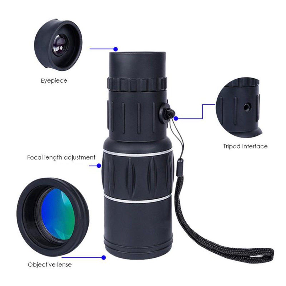 MALCOLM Outdoor Sports Dual Black Focus Monocular Telescope Scope 66/8000M Zoom Lens 16X52 Optic/Multicolor