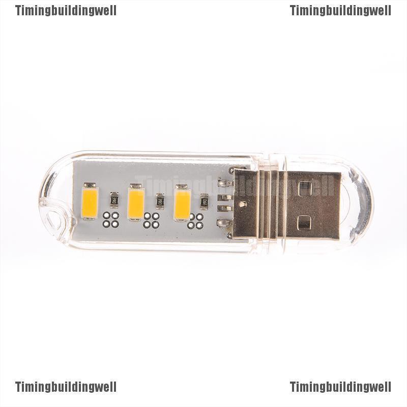 Móc Khóa Đèn LED 3 Bóng Hình Ổ Đĩa U Ánh Sáng Trắng Sạc Cổng USB Mang Đi Tiện Dụng Ốp