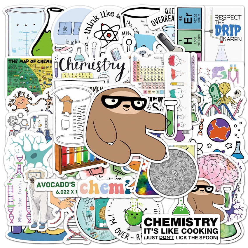 50Pcs/Set ❉ Fun Science & Chemistry Laboratory Series 06 Stickers ❉ Fashion DIY Waterproof Decals Doodle Stickers