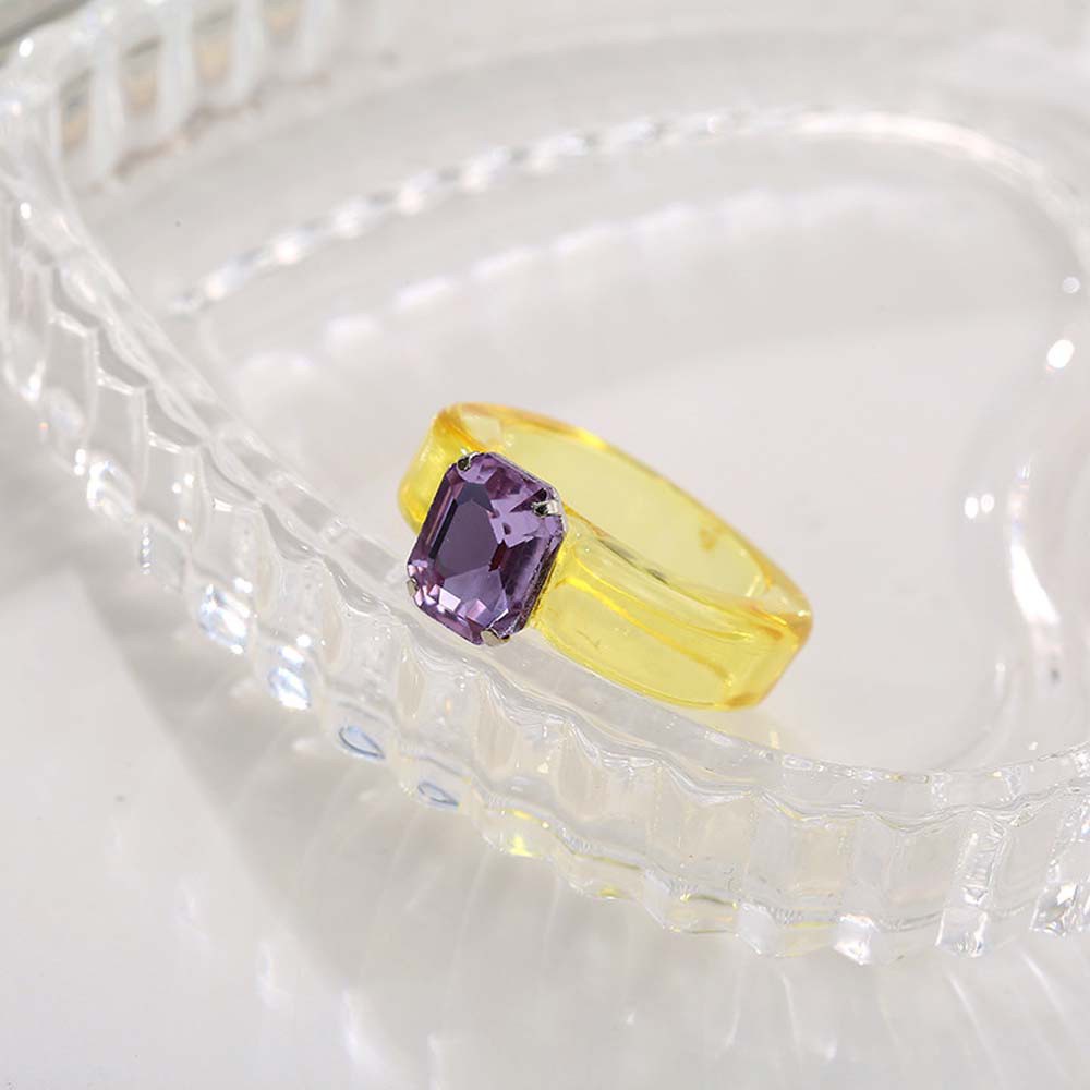 Nhẫn nhựa resin trong suốt nhiều màu phong cách dễ thương thời trang cho nữ