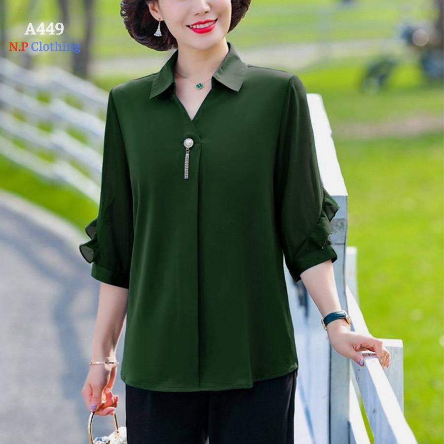 ÁO SƠ MI TRUNG NIÊN THỜI TRANG 2 MÀU XANH+ĐỎ THANH LỊCH KÈM PHỤ KIỆN , CÓ BIG SIZE