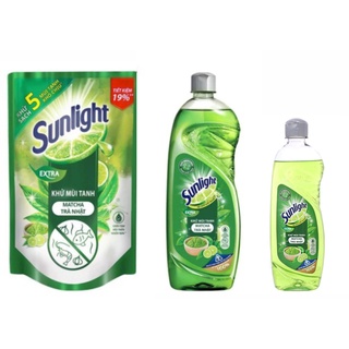 Nước rửa chén Sunlight Extra trà xanh khử 5 mùi tanh 386ml/ 725ml