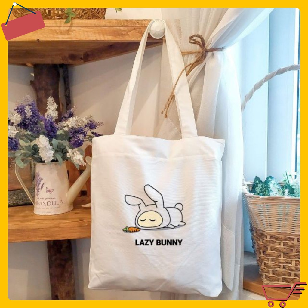 Túi Vải CANVAS LAZY BUNNY thỏ lười ngộ nghĩnh(ảnh shop tự chụp)