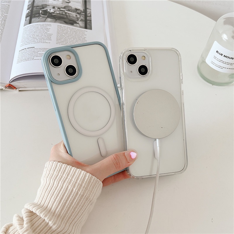 Ốp Điện Thoại Acrylic Trong Suốt Từ Tính Chống Sốc Cho iPhone 13 12 11 14 Pro