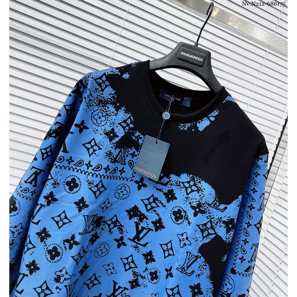 Áo Sweater Nam Lv Màu Loang Họa Tiết Dập Vân - Áo Nỉ Nam Nữ Màu Loang Chất Nỉ Da Cá Mềm Mịn DT FASHION MENWEAR