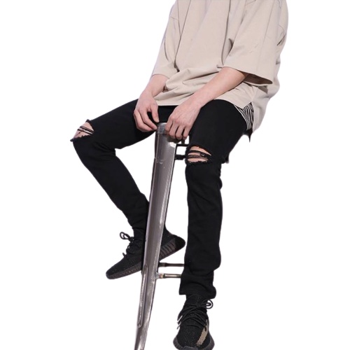 Quần Jeans Nam clowdy.store Rách Gối Chất Jean Cotton Co Giãn Dáng Ôm Thời Trang