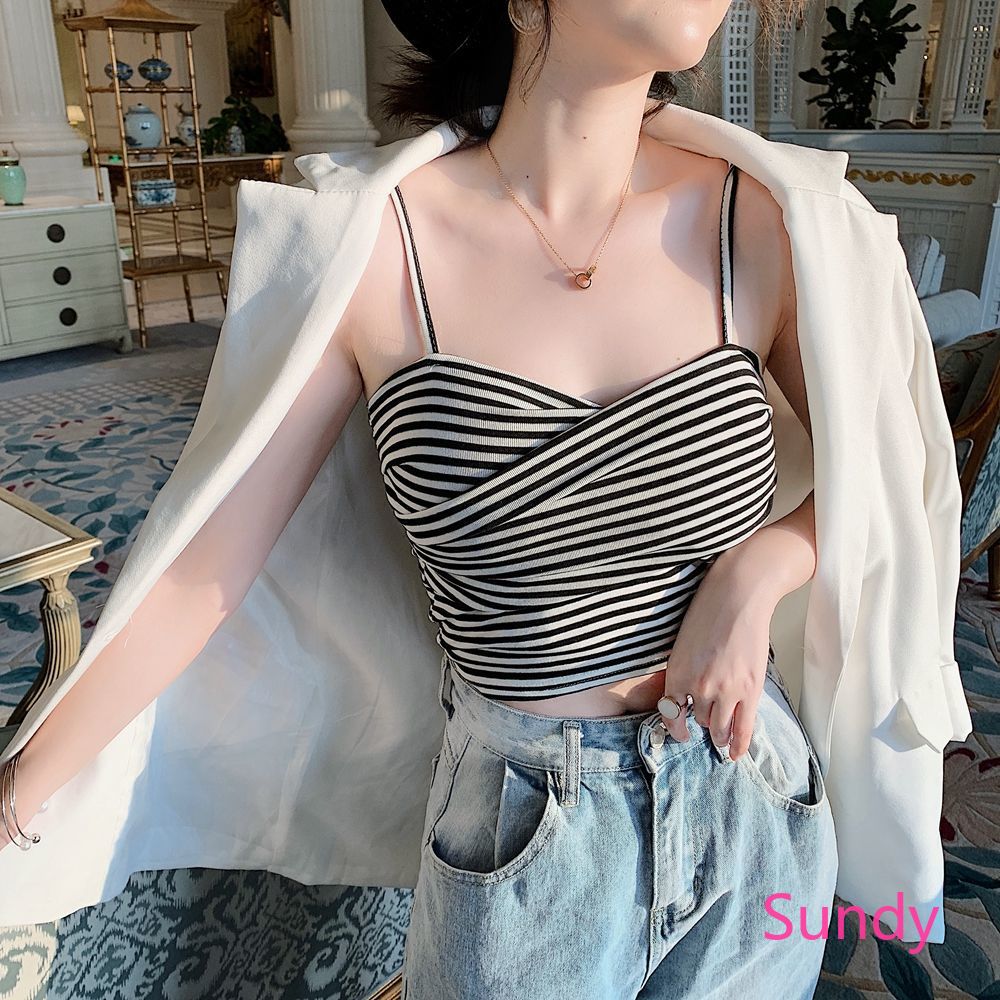 Áo Nữ Không Tay Họa Tiết Sọc Thời Trang Quyến Rũ