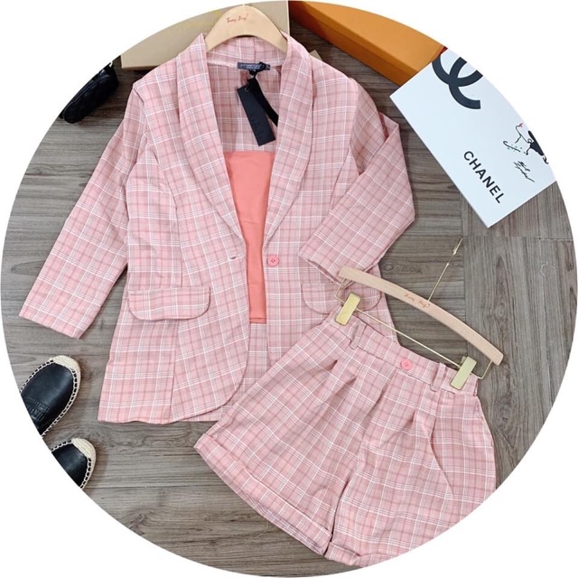 Sét vest kẻ dài tay - sét 3 món( kèm áo lót trong) | BigBuy360 - bigbuy360.vn