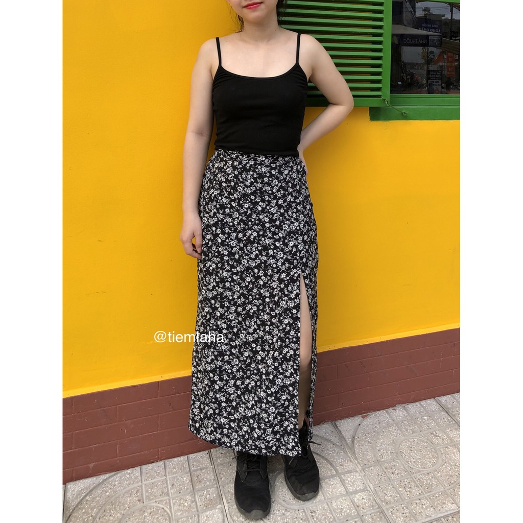 VÁY XẺ MIDI HỌA TIẾT CÚC HỌA MY DỄ THƯƠNG