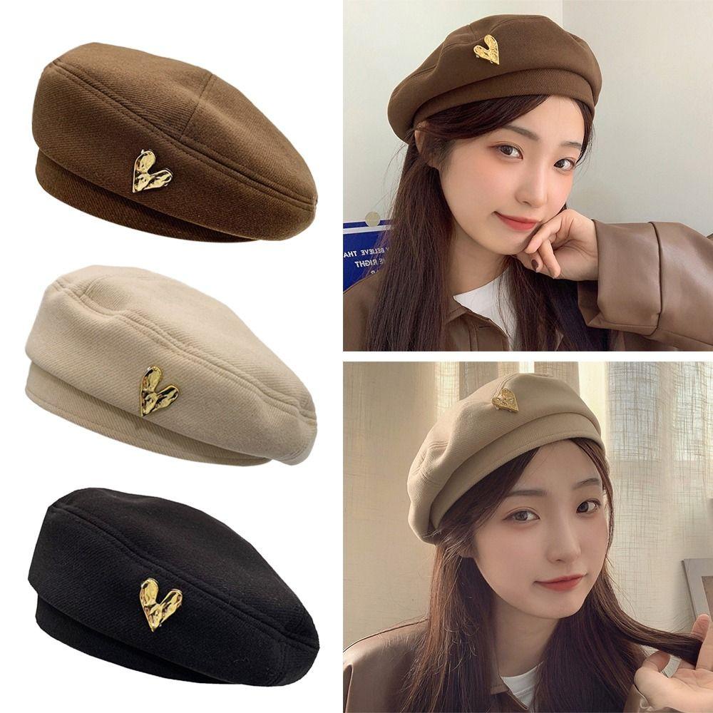 YVE Mũ Beret Len Màu Trơn Phong Cách Anh Quốc