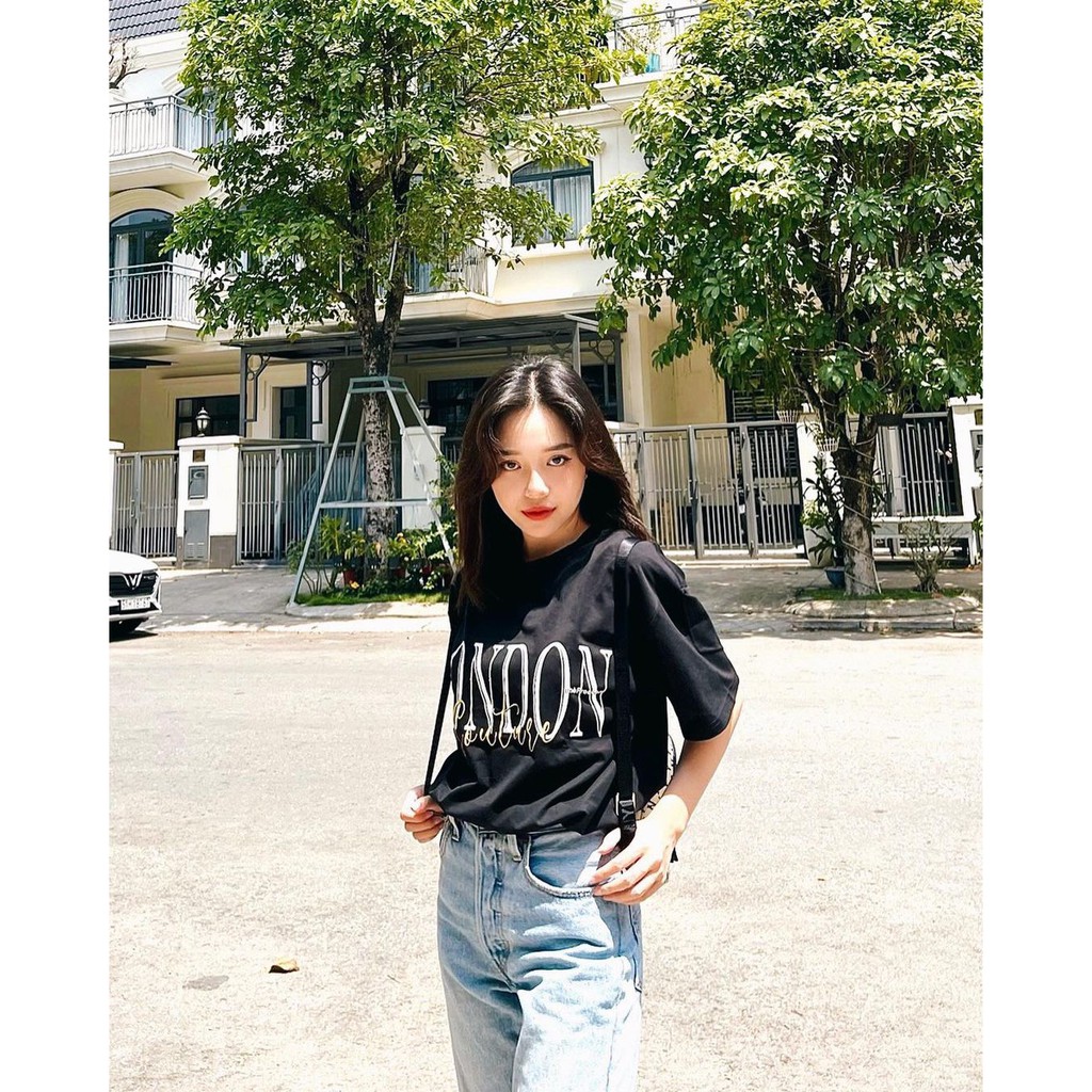 Áo thun nữ BLACKDOKI-LONDON , áo phông basic unisex form rộng tay lỡ chất cotton dày dặn cá tính M139 | BigBuy360 - bigbuy360.vn