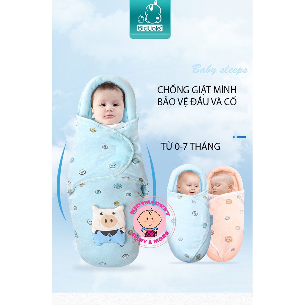 Ủ kén Mùa Hè Cao Cấp 100% conton,Có Khoá Kéo Tiện Lợi Để Thay Tã