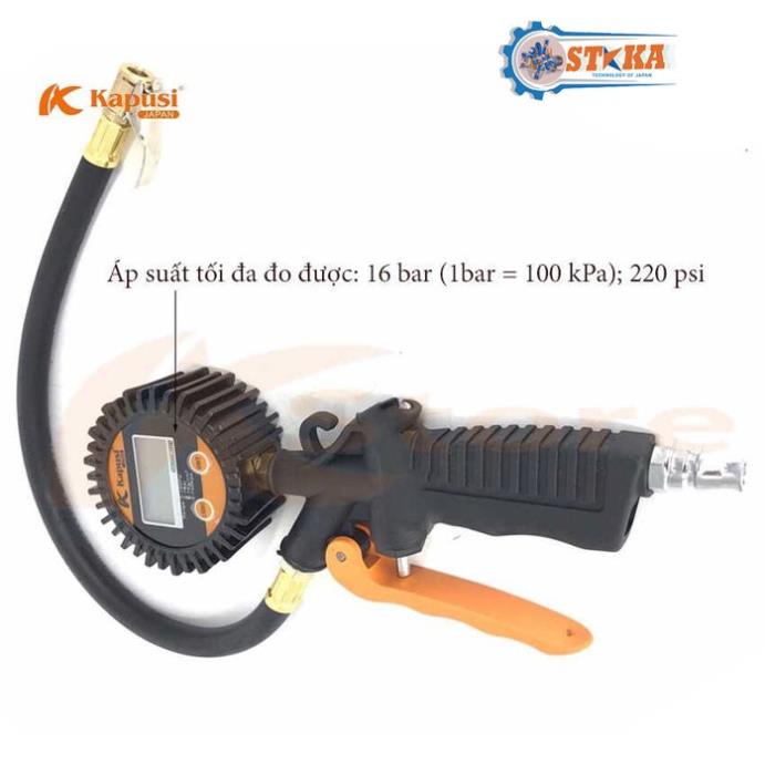 Đầu Vòi Bơm Kapusi Nhật Bản, Bơm Cho Các Loại Xe Máy, Xe đạp, Ô Tô có Đồng Hồ Đo Lốp Xe