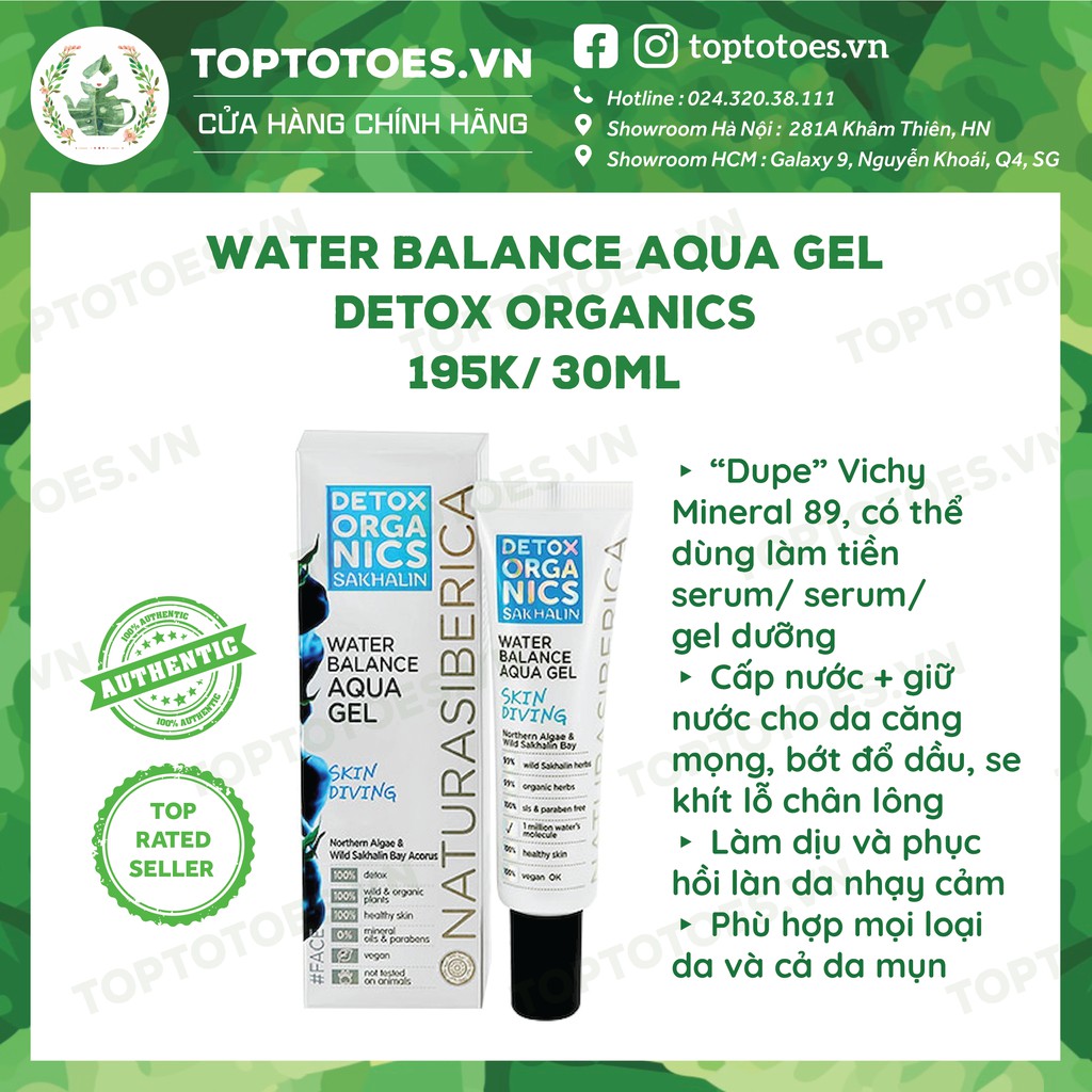 Gel dưỡng Detox Organics Water Balance Aqua Gel “Skin Diving” cấp nước, nuôi dưỡng da căng mượt