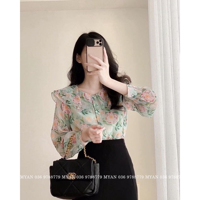 SỈ ÁO SƠ MI HOA DÀI TAY 2 MÀU CHO NỮ