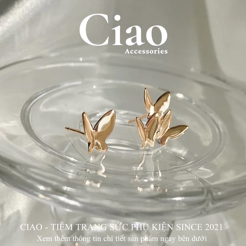 [HOẢ TỐC 1H] Khuyên tai/ Bông tai mạ bạc S925 thiết kế nữ tính xinh xắn Lindane Ciao