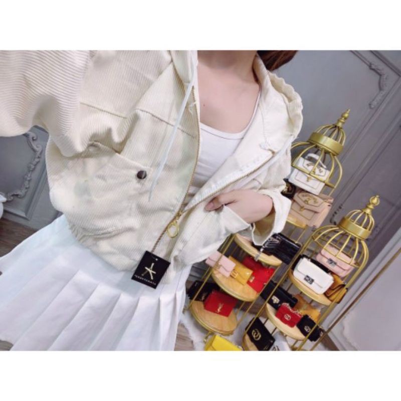 Áo Khoác Lửng, áo khoác Croptop Nữ Nhung Gân Tăm Hàng Cao Cấp Phối Nút Siêu Sang Chảnh _ Ảnh Thật Kèm Video_ Hàng Có sẵn | BigBuy360 - bigbuy360.vn