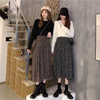 [Hàng order] Chân váy dài dập ly chấm bi vintage có size
