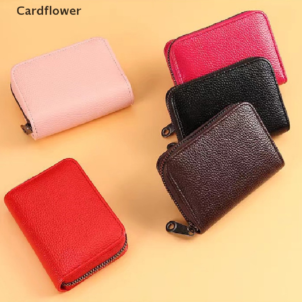 &lt; Cardflower &gt; Ví Đựng Thẻ Tín Dụng Thẻ Tín Dụng Có Dây Kéo Sức Chứa Lớn Dompet Penyekat RFID Đang Giảm Giá