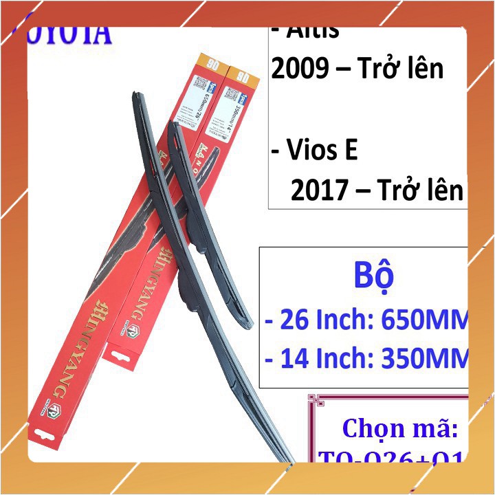 VBL2021 - Combo CẦN GẠT MƯA ALTIS 2009 TRỞ LÊN VÀ VIOS E 2017 TRỞ LÊN - VÀ TẤT CẢ CÁC DÒNG XE KHÁC CỦA TOYOTA