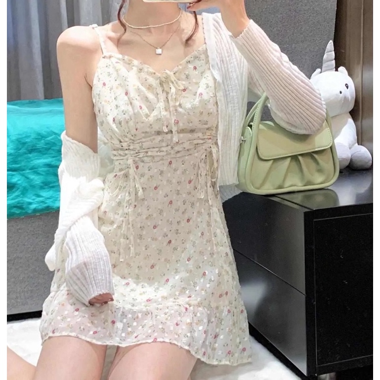 Set váy hoa hai dây và áo khoác cardigan mỏng - Daphne Dress | BigBuy360 - bigbuy360.vn