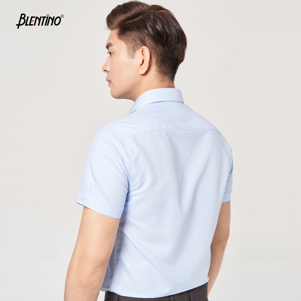 Blentino áo sơ mi ngắn tay màu xanh BSD06