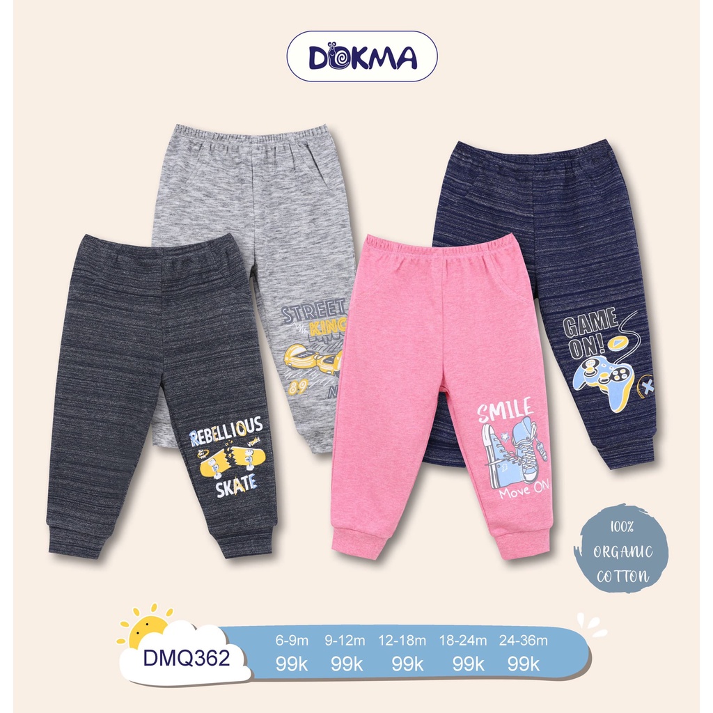 DMQ362 Quần dài bo ống Dokma vải cotton dày vừa (9-36M)