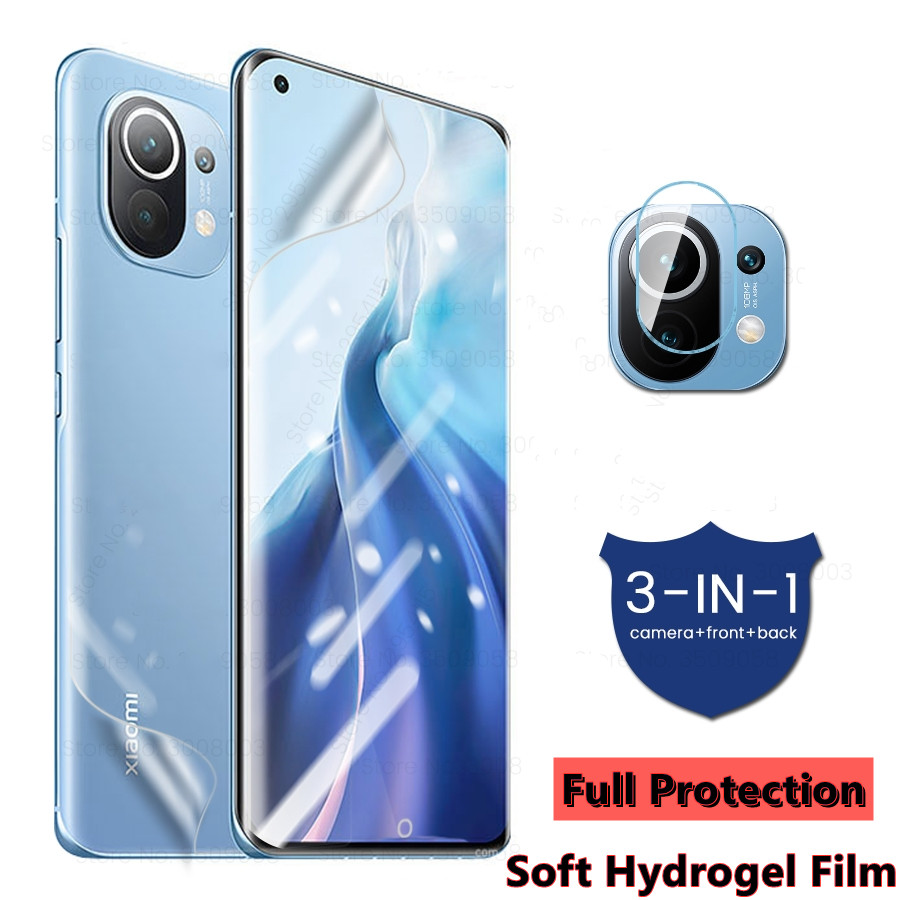 Miếng Dán Cường Lực 3 Trong 1 Bảo Vệ Màn Hình Cho 3in1 Front Back Full Cover Protection Hydrogel Film For Xiomi Xiaomi Mi 11 mi11 Ultra Lite 5G Camera Lens Screen Protector Soft Protective Film Not Tempered Glass