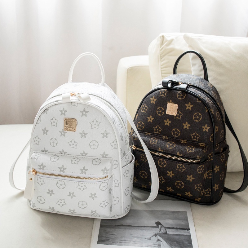 Balo Đeo Vai Bằng Da PU Mềm Dập Nổi Chữ beg sekolah perempuan Cho Nữ