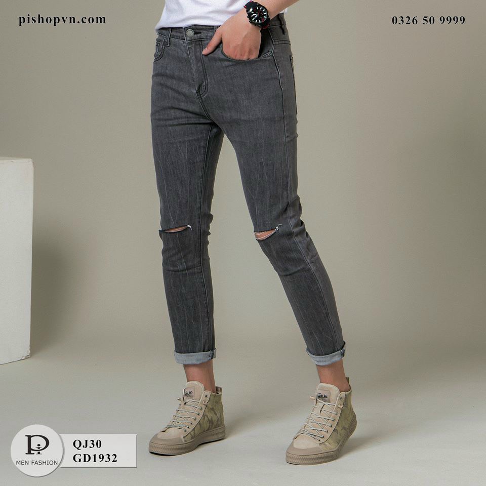 Quần jean nam rách co giãn, quần jean nam size lớn